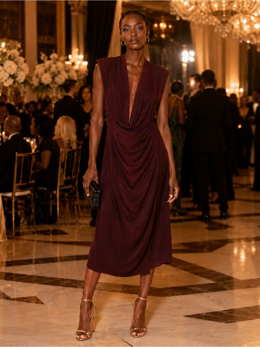 All Saints Mayra Wrap Dress 100% Silk Plum & Black Size 4 Edgy Minimalist